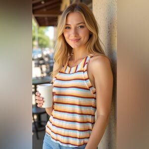 Altar'd State Multi Color Striped Retro Top Size XS